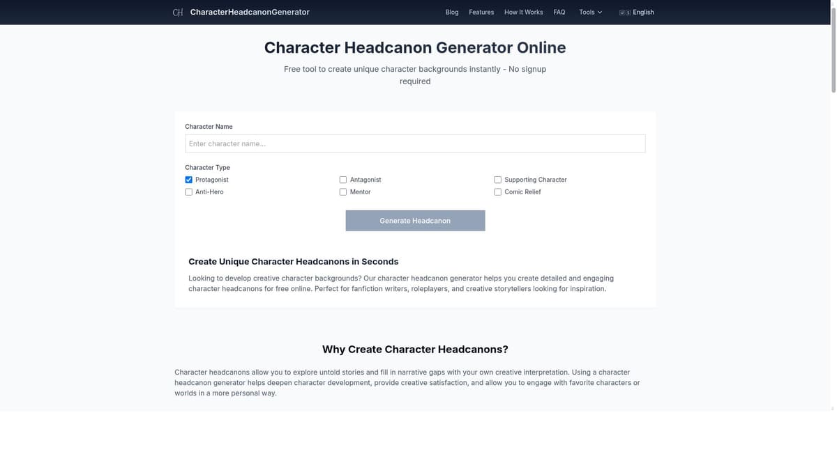Character Headcanon Generator