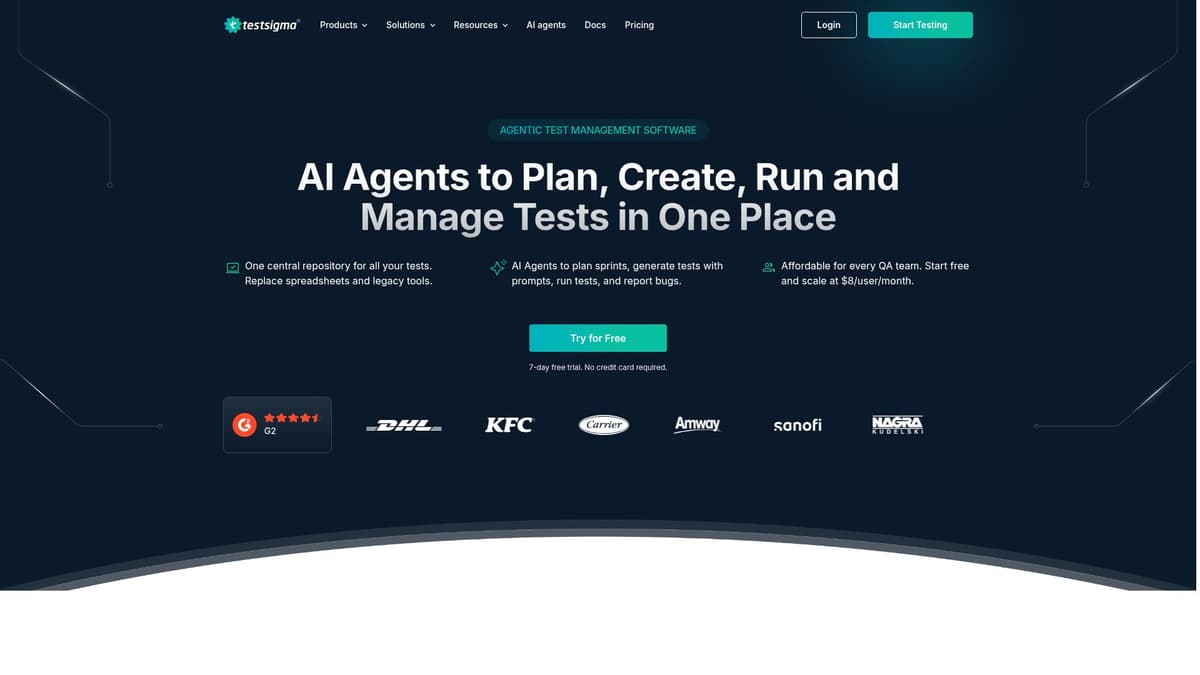 Agentic Testing by Testsigma